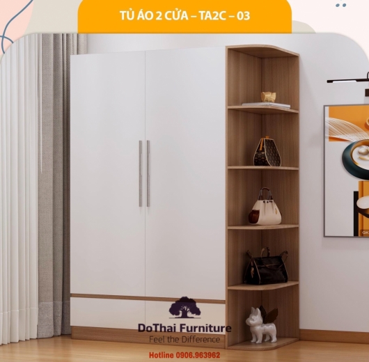 TỦ QUẦN ÁO MDF MẪU MỚI - CÁNH MỞ  & KỆ - TA / M2